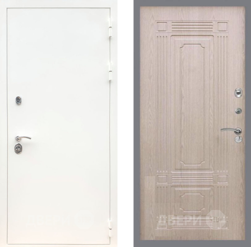 Входная металлическая Дверь Рекс (REX) 5 Белая Шагрень FL-2 Беленый дуб в Пушкино