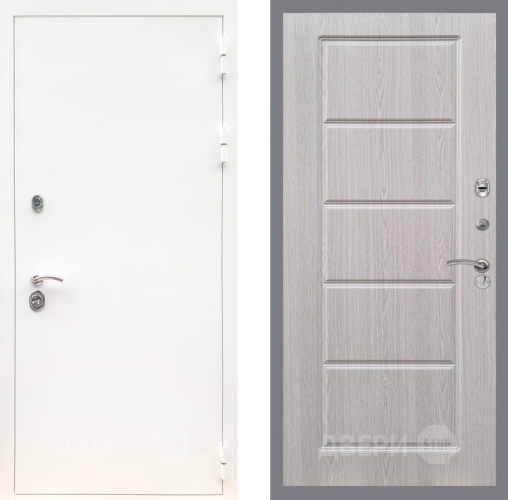 Входная металлическая Дверь Рекс (REX) 5 Белая Шагрень FL-39 Беленый дуб в Пушкино