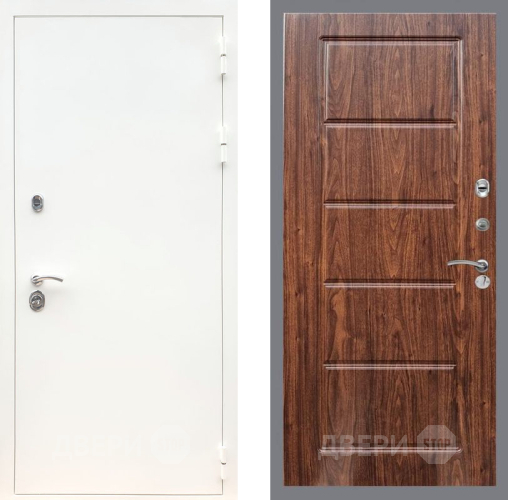 Дверь Рекс (REX) 5 Белая Шагрень FL-39 орех тисненый в Пушкино