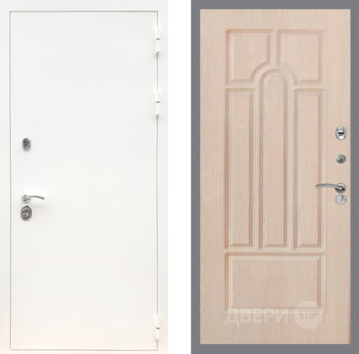 Входная металлическая Дверь Рекс (REX) 5 Белая Шагрень FL-58 Беленый дуб в Пушкино