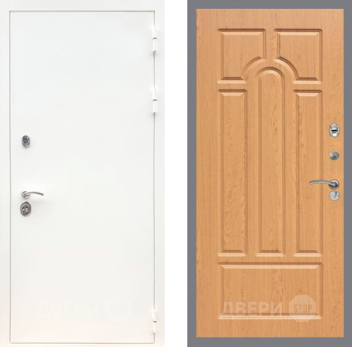 Входная металлическая Дверь Рекс (REX) 5 Белая Шагрень FL-58 Дуб в Пушкино