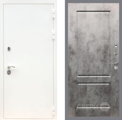 Входная металлическая Дверь Рекс (REX) 5 Белая Шагрень FL-117 Бетон темный в Пушкино