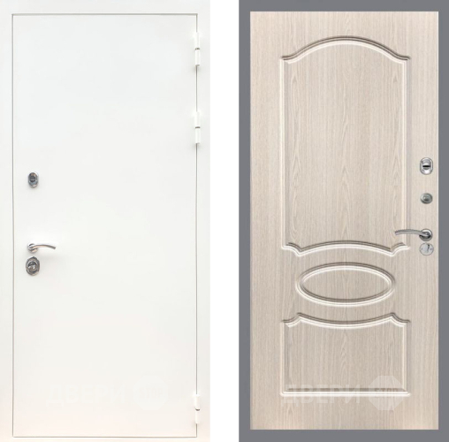 Входная металлическая Дверь Рекс (REX) 5 Белая Шагрень FL-128 Беленый дуб в Пушкино