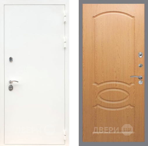 Входная металлическая Дверь Рекс (REX) 5 Белая Шагрень FL-128 Дуб в Пушкино