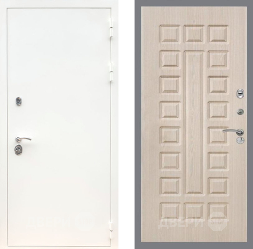 Входная металлическая Дверь Рекс (REX) 5 Белая Шагрень FL-183 Беленый дуб в Пушкино