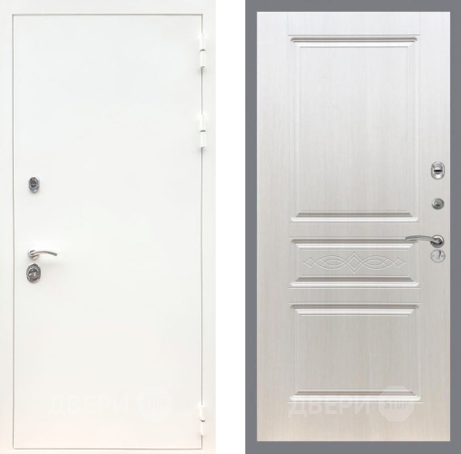 Входная металлическая Дверь Рекс (REX) 5 Белая Шагрень FL-243 Лиственница беж в Пушкино