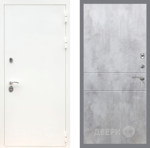 Дверь Рекс (REX) 5 Белая Шагрень FL-290 Бетон светлый в Пушкино