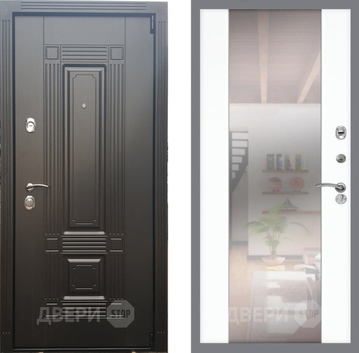 Входная металлическая Дверь Рекс (REX) 9 СБ-16 Зеркало Силк Сноу в Пушкино