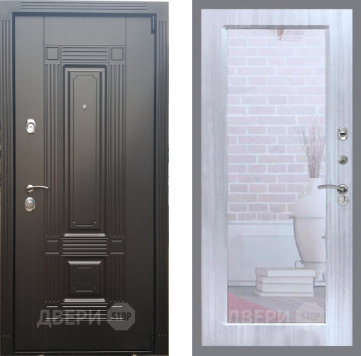 Входная металлическая Дверь Рекс (REX) 9 Зеркало Пастораль Сандал белый в Пушкино