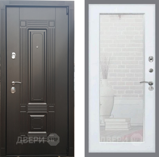 Входная металлическая Дверь Рекс (REX) 9 Зеркало Пастораль Силк Сноу в Пушкино