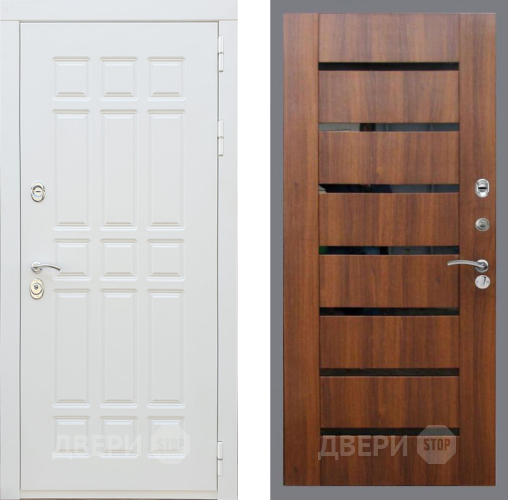 Входная металлическая Дверь Рекс (REX) 8 Силк Сноу СБ-14 стекло черное Орех бренди в Пушкино