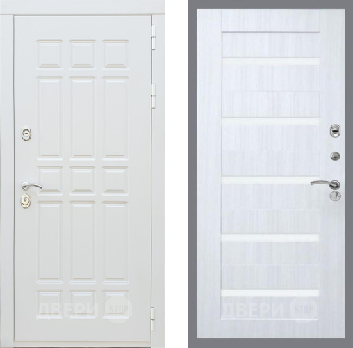 Входная металлическая Дверь Рекс (REX) 8 Силк Сноу СБ-14 стекло белое Сандал белый в Пушкино