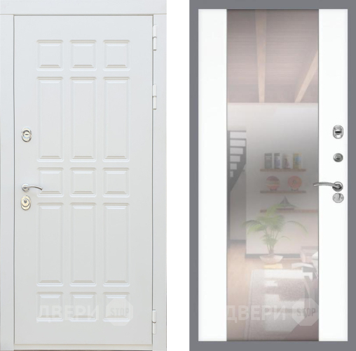 Входная металлическая Дверь Рекс (REX) 8 Силк Сноу СБ-16 Зеркало Силк Сноу в Пушкино