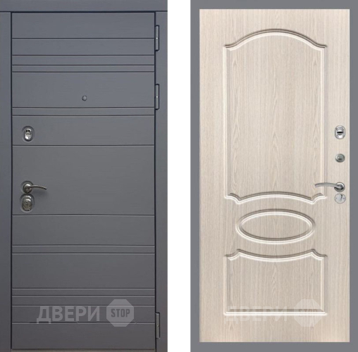 Входная металлическая Дверь Рекс (REX) 14 силк титан FL-128 Беленый дуб в Пушкино
