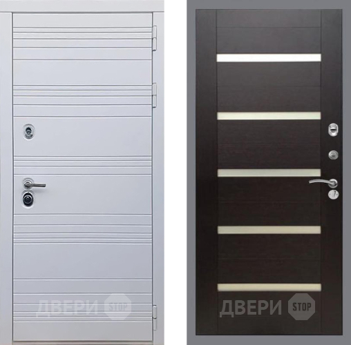 Входная металлическая Дверь Рекс (REX) 14 Силк Сноу СБ-14 стекло белое венге поперечный в Пушкино