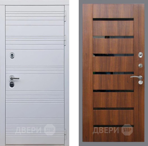 Входная металлическая Дверь Рекс (REX) 14 Силк Сноу СБ-14 стекло черное Орех бренди в Пушкино