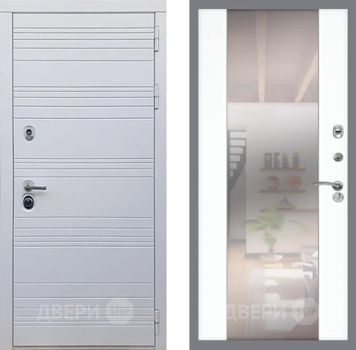 Входная металлическая Дверь Рекс (REX) 14 Силк Сноу СБ-16 Зеркало Силк Сноу в Пушкино
