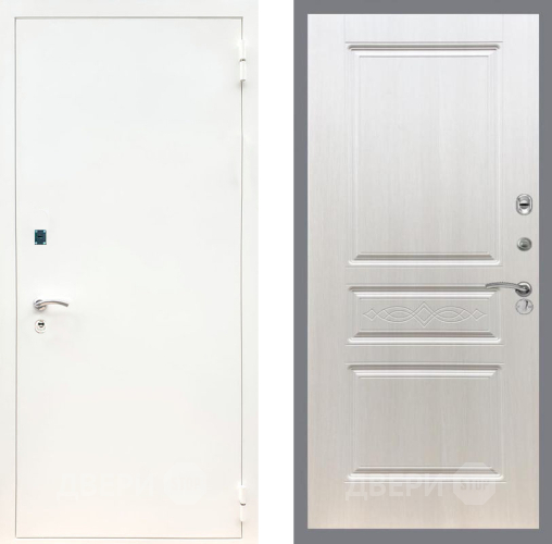 Входная металлическая Дверь Рекс (REX) 1А Белая шагрень FL-243 Лиственница беж в Пушкино