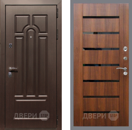 Входная металлическая Дверь Рекс (REX) Эврика СБ-14 стекло черное Орех бренди в Пушкино