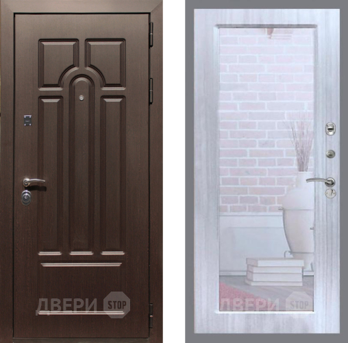 Входная металлическая Дверь Рекс (REX) Эврика Зеркало Пастораль Сандал белый в Пушкино