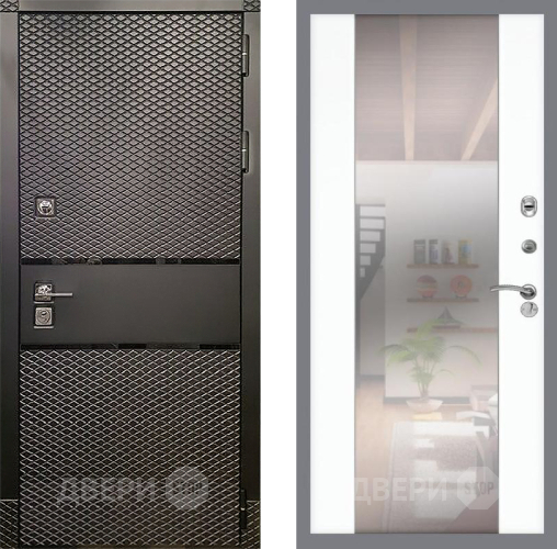 Входная металлическая Дверь Рекс (REX) 15 Черный Кварц СБ-16 Зеркало Силк Сноу в Пушкино