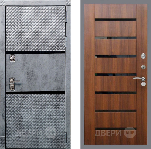 Входная металлическая Дверь Рекс (REX) 15 Бетон Темный СБ-14 стекло черное Орех бренди в Пушкино