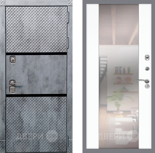 Входная металлическая Дверь Рекс (REX) 15 Бетон Темный СБ-16 Зеркало Силк Сноу в Пушкино