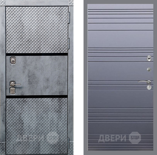 Входная металлическая Дверь Рекс (REX) 15 Бетон Темный Line Силк титан в Пушкино