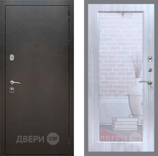 Входная металлическая Дверь Рекс (REX) 5 Серебро Антик Зеркало Пастораль Сандал белый в Пушкино