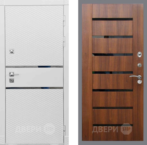 Входная металлическая Дверь Рекс (REX) 15 Силк Сноу СБ-14 стекло черное Орех бренди в Пушкино