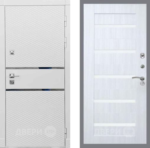 Входная металлическая Дверь Рекс (REX) 15 Силк Сноу СБ-14 стекло белое Сандал белый в Пушкино