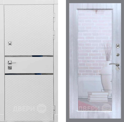 Дверь Рекс (REX) 15 Силк Сноу Зеркало Пастораль Сандал белый в Пушкино