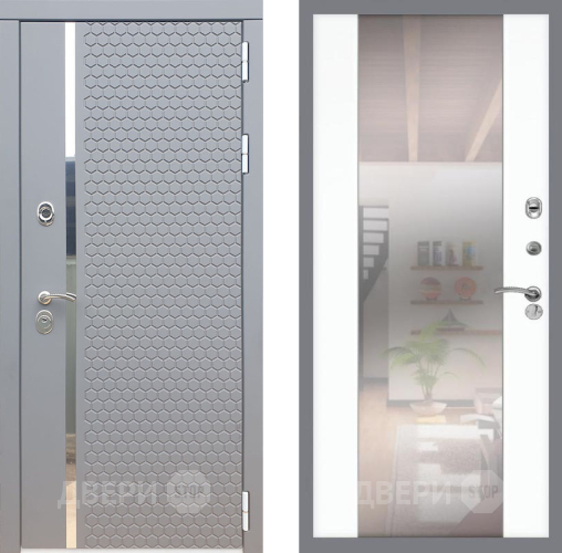 Входная металлическая Дверь Рекс (REX) 24 СБ-16 Зеркало Силк Сноу в Пушкино