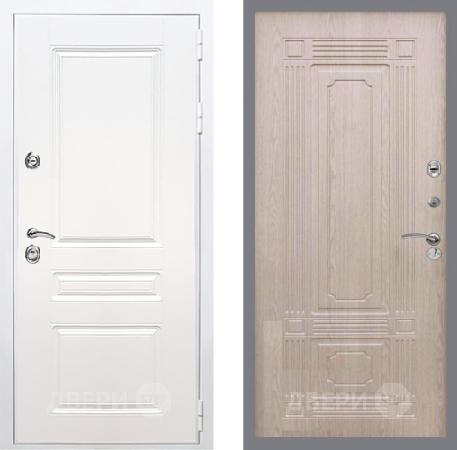 Входная металлическая Дверь Рекс (REX) Премиум-н Силк Сноу FL-2 Беленый дуб в Пушкино