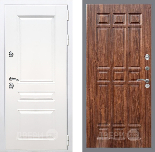 Входная металлическая Дверь Рекс (REX) Премиум-н Силк Сноу FL-33 орех тисненый в Пушкино