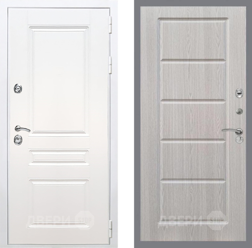 Входная металлическая Дверь Рекс (REX) Премиум-н Силк Сноу FL-39 Беленый дуб в Пушкино