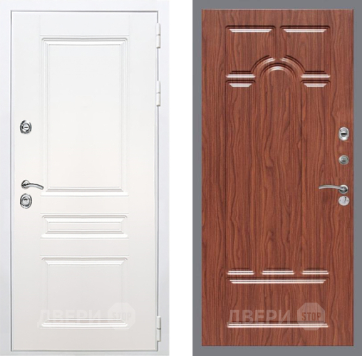 Входная металлическая Дверь Рекс (REX) Премиум-н Силк Сноу FL-58 орех тисненый в Пушкино