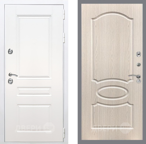 Входная металлическая Дверь Рекс (REX) Премиум-н Силк Сноу FL-128 Беленый дуб в Пушкино