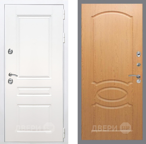 Входная металлическая Дверь Рекс (REX) Премиум-н Силк Сноу FL-128 Дуб в Пушкино