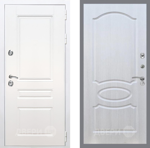 Входная металлическая Дверь Рекс (REX) Премиум-н Силк Сноу FL-128 Лиственница беж в Пушкино