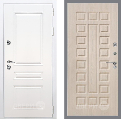 Входная металлическая Дверь Рекс (REX) Премиум-н Силк Сноу FL-183 Беленый дуб в Пушкино