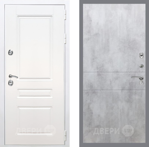 Входная металлическая Дверь Рекс (REX) Премиум-н Силк Сноу FL-290 Бетон светлый в Пушкино