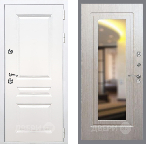 Входная металлическая Дверь Рекс (REX) Премиум-н Силк Сноу FLZ-120 Беленый дуб в Пушкино