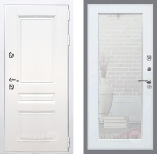 Дверь Рекс (REX) Премиум-н Силк Сноу Зеркало Пастораль Белый ясень в Пушкино