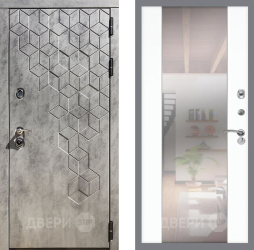 Входная металлическая Дверь Рекс (REX) 23 СБ-16 Зеркало Силк Сноу в Пушкино