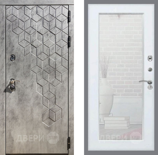 Входная металлическая Дверь Рекс (REX) 23 Зеркало Пастораль Белый ясень в Пушкино