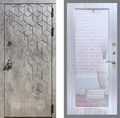 Входная металлическая Дверь Рекс (REX) 23 Зеркало Пастораль Сандал белый в Пушкино